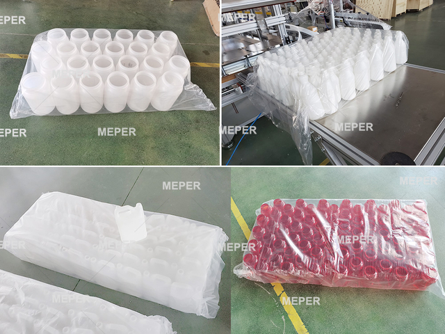 MEPER full automatic empty plastic pp pe bottle bagging packing machine